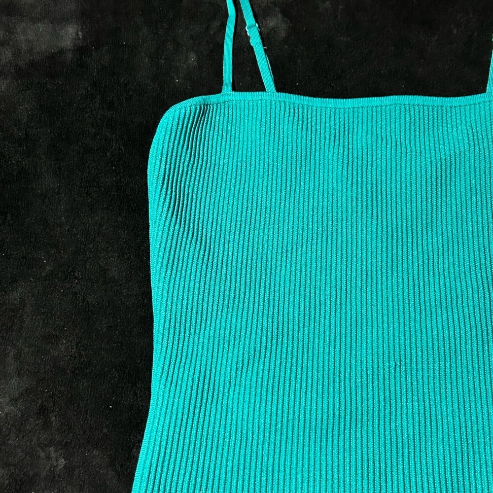 Teal Babaton Ribbed Spaghetti Strap Top: size medium - Picture 2 of 5